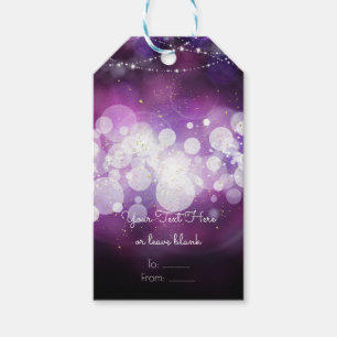 Étiquettes-cadeau Lumières scintillantes violettes Faveur de fête d'