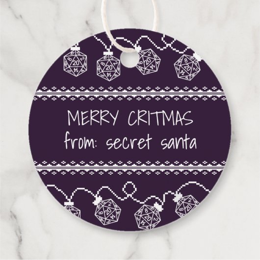 Étiquettes Cadeau Luminaires RPG violet | Imaginaire Tabletop Jeu (Dos)