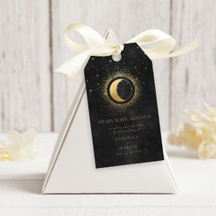 Étiquettes-cadeau Lune d'or céleste Enregistrer la photo de la date
