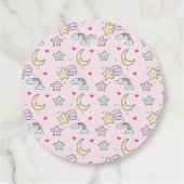 Étiquettes Cadeau Lune, étoiles et nuages Motif sur Pastel Pink (Dos)