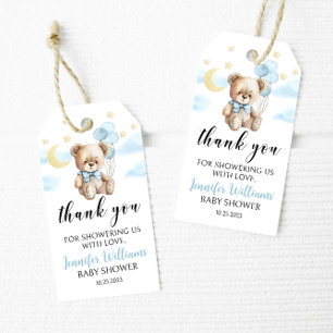 Étiquettes-cadeau Lune étoiles ours en peluche baby shower merci éti