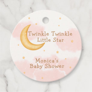 Étiquettes Cadeau Lune Stars Twinkle Twinkle Girl Baby Douche