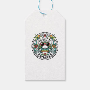 Étiquettes-cadeau Lunettes de soleil Tortue de mer Tropical Vintage