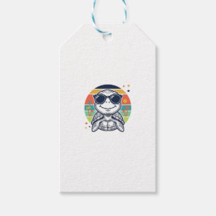 Étiquettes-cadeau Lunettes de soleil tortue tropicale vintage Beach