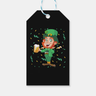 Étiquettes-cadeau Lutin buvant de la bière St. Patrick's Day