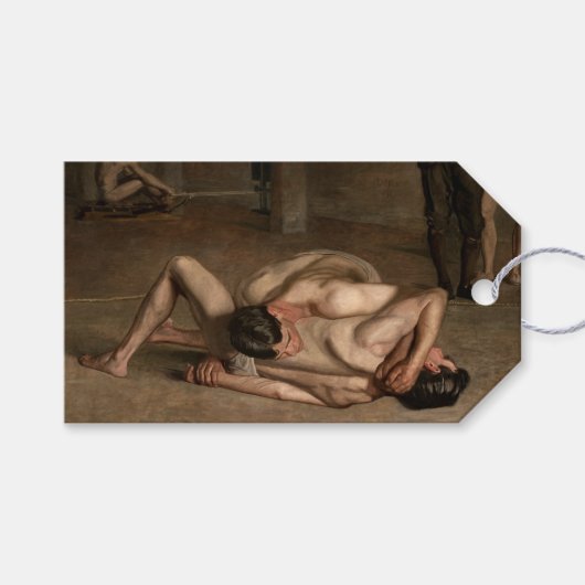 Étiquettes-cadeau Lutteurs (par Thomas Eakins) (Devant (Horizontal))