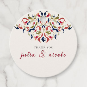 Étiquettes Cadeau Luxe Artistique Botanique Floral Mariage Paisley