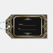 Étiquettes-cadeau Luxe Black and Gold Great Gatsby Mariage (Dos Horizontal)