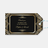 Étiquettes-cadeau Luxe Black and Gold Great Gatsby Mariage (Devant (Horizontal))