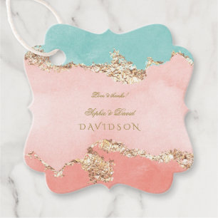 Étiquettes Cadeau Luxueux Pastel Aquarelle or Mariage à huile