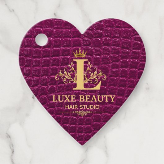 Étiquettes Cadeau Luxury Crocodile Leather Monogram Gold Initial (Devant)