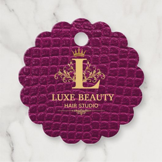 Étiquettes Cadeau Luxury Crocodile Leather Monogram Gold Initial (Devant)