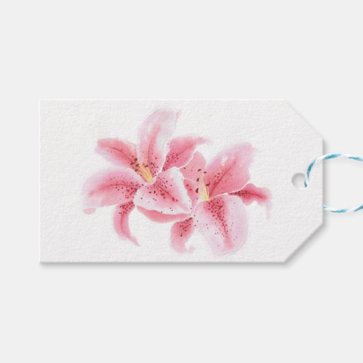 Étiquettes-cadeau Lys Stargazer Rose (Devant (Horizontal))