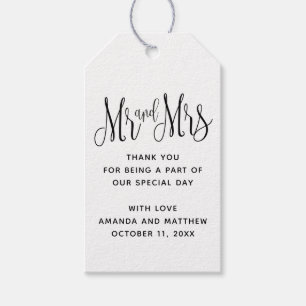 Étiquettes-cadeau M. et Mme Black and white