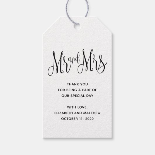 Étiquettes-cadeau M. et Mme country vous remercient. Mariage rustiqu (Devant)