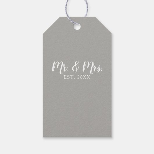 Étiquettes-cadeau M. et Mme Script Mariage établi (Devant)