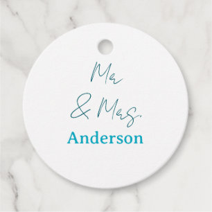 Étiquettes Cadeau M & Mme ajout nom de famille date année faveur de