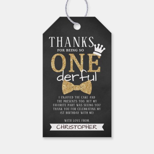 Étiquettes-cadeau M. ONEderful 1st Birthday Party Merci (Devant)