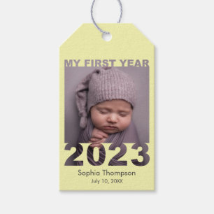 Étiquettes-cadeau Ma première année 2023 Découpe moderne bébé photo