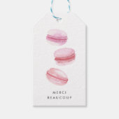 Étiquettes-cadeau Macarons rose vif Merci (Devant)