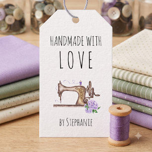 Étiquettes-cadeau Machine à coudre vintage fabriquée avec amour