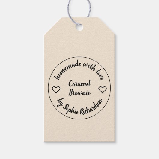 Étiquettes-cadeau Made with Love | Homemade Food Ivory Cream Heart (Devant)