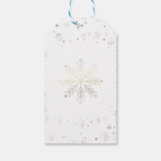 Étiquettes-cadeau Magic Modern Unicorn Snowflakes Nom Script Xmas (Dos)