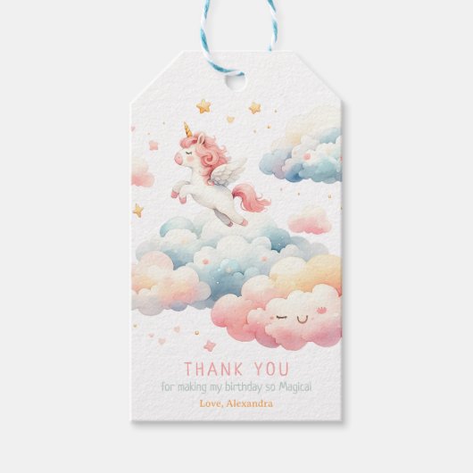 Étiquettes-cadeau Magic Pastel Unicorn fête d'anniversaire (Devant)