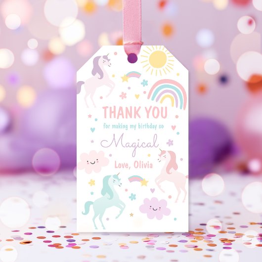 Étiquettes-cadeau Magic Pastel Unicorn Rainbow Birthday Party