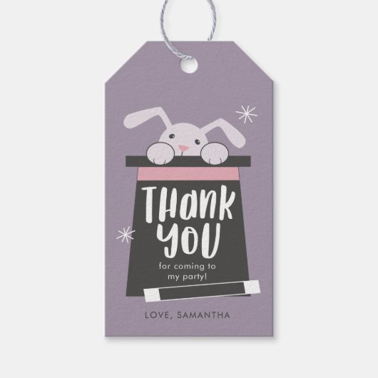 Étiquettes-cadeau Magic Show Bunny Anniversaire Merci (Devant)