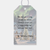 Étiquettes-cadeau Magical Christmas, mountain village, polar lights (Dos)