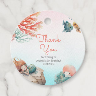 Étiquettes Cadeau Magical Under the Sea Watercolor Fête d'anniversai