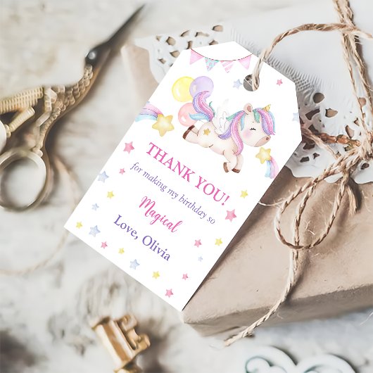 Étiquettes-cadeau Magique Rainbow Unicorn fête d'anniversaire