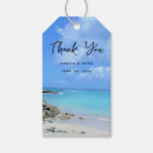 Étiquettes-cadeau Magnifique mariage tropical de plage turquoise