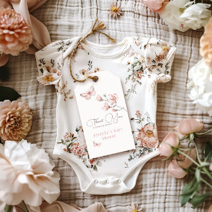 Étiquettes-cadeau Magnolia Bleu Baby shower Papillon rose Favoriser