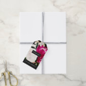 Étiquettes-cadeau Magnolia peint sur noir | MERCI MARIAGE (Avec de la ficelle)