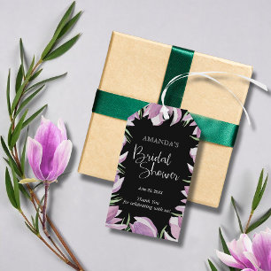 Étiquettes-cadeau Magnolias Violettes Élégantes Remerciement pour Ba