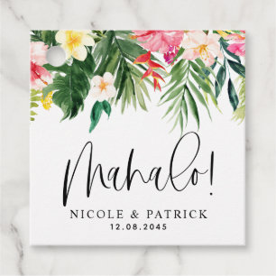 Étiquettes Cadeau Mahalo Fleurs tropicales et Mariage de verdure