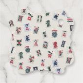 Étiquettes Cadeau MahJong tuiles symboles et motifs sur rose (Dos)