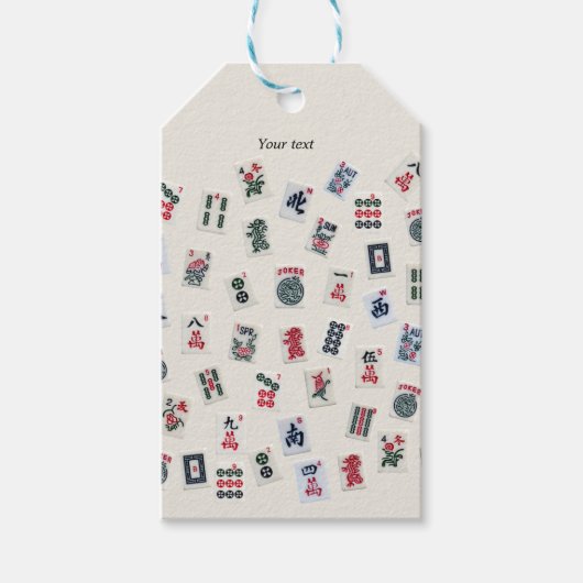 Étiquettes-cadeau MahJongg carreaux symboles conception sur badge (Devant)