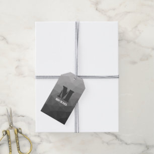 Étiquettes-cadeau Maillage géométrique gris clair Monogramme