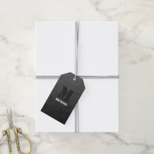 Étiquettes-cadeau Maillon géométrique gris foncé Monogramme