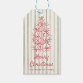 Étiquettes-cadeau Main dessinée Green Red Pink Bows Tree Noël (Devant)