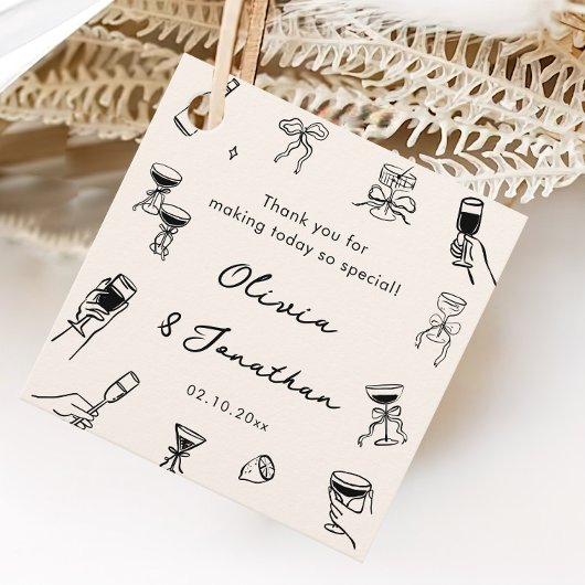 Étiquettes Cadeau Main noire tirée Mariage ironique