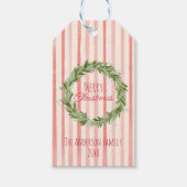 Étiquettes-cadeau Main rétro Tirée Rouge Vert Joyeux Noël Wreath (Devant)