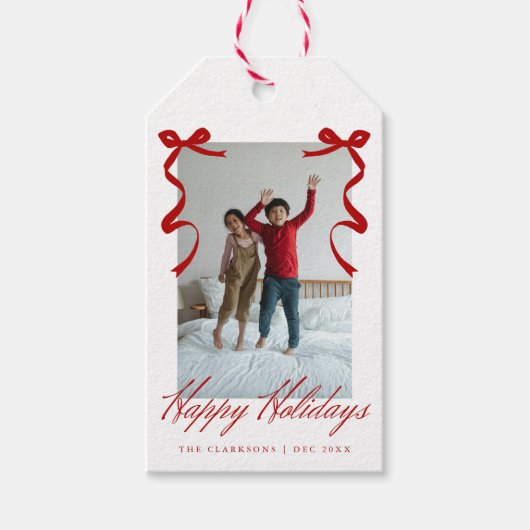 Étiquettes-cadeau Main Rouge Fête Tirée Bows (Devant)