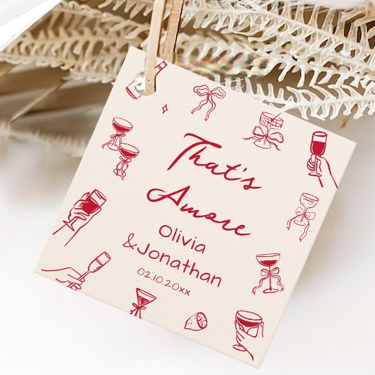 Étiquettes Cadeau Main Rouge Tiré Que Plus De Fête