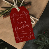 Étiquettes-cadeau Main tiré Bow rouge Whimsical cadeau de Noël uniqu