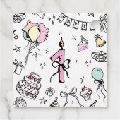 Étiquettes Cadeau Main tirée 1er anniversaire (Dos)