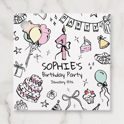 Étiquettes Cadeau Main tirée 1er anniversaire (Devant)